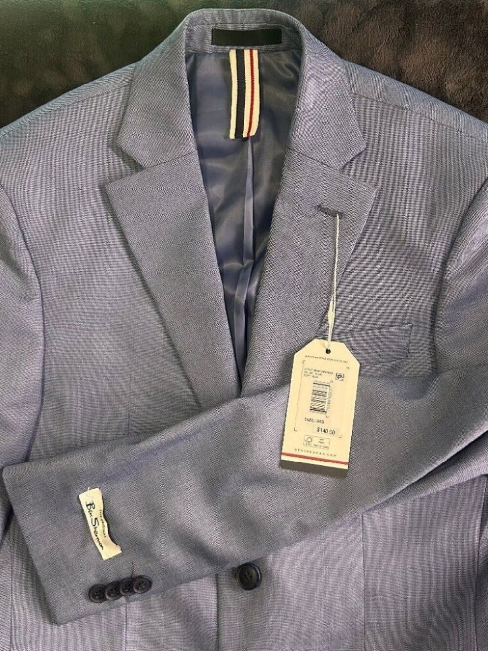 Ben Sherman Blue Blazer Jacket 34S Polyester Viscose Stretch